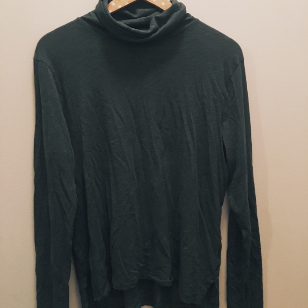 Madewell Whisper Cotton Turtleneck (Steel Green)
